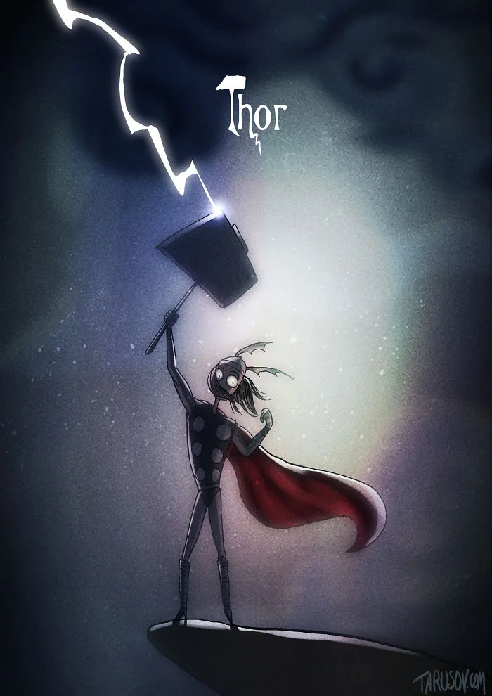 If Tim Burton Illustrated Superheroes