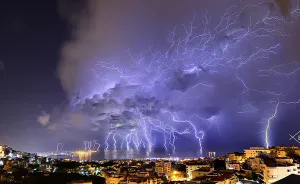 Lightning Bolts Striking Beirut, Lebanon
