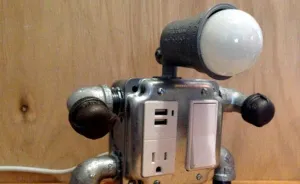 Robot Lamps Made Out Of Repurposed Electrical And Plumbing Fittings