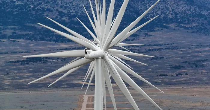 14 Wind Turbines Aligned In A Row In Nevada