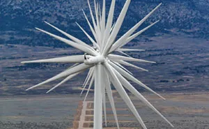 14 Wind Turbines Aligned In A Row In Nevada