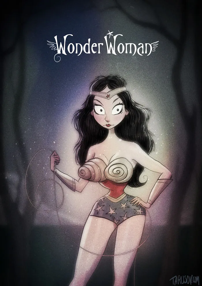 If Tim Burton Illustrated Superheroes
