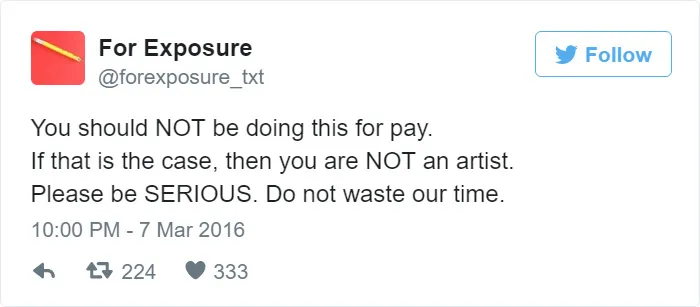 97 People Who Think They Can Pay Artists In "Exposure"