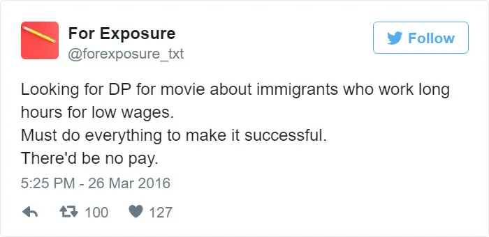 97 People Who Think They Can Pay Artists In "Exposure"