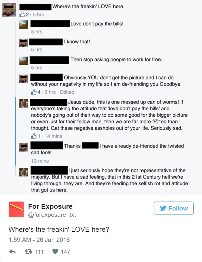 97 People Who Think They Can Pay Artists In "Exposure"