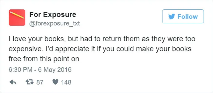 97 People Who Think They Can Pay Artists In "Exposure"