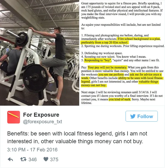 97 People Who Think They Can Pay Artists In "Exposure"