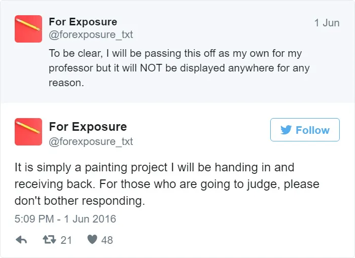 97 People Who Think They Can Pay Artists In "Exposure"