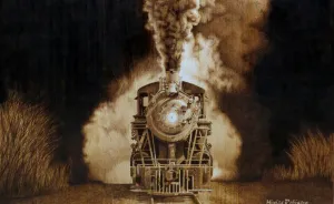 Stay-At-Home Mom Spends 60 Hours Woodburning Image Of A Train