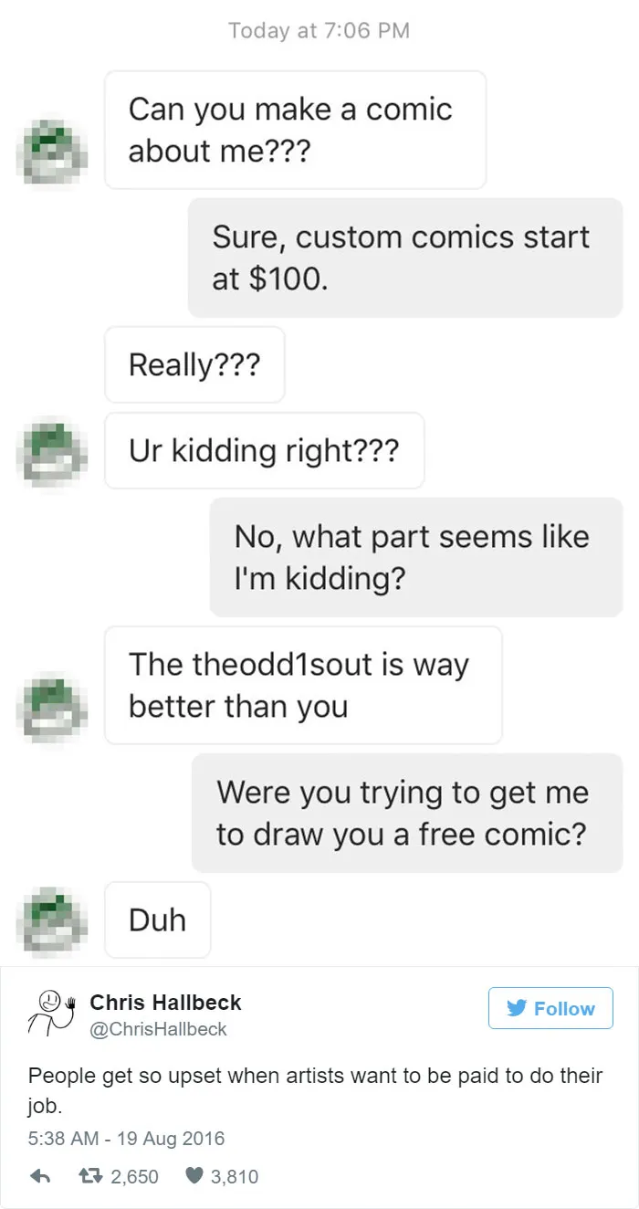 97 People Who Think They Can Pay Artists In "Exposure"