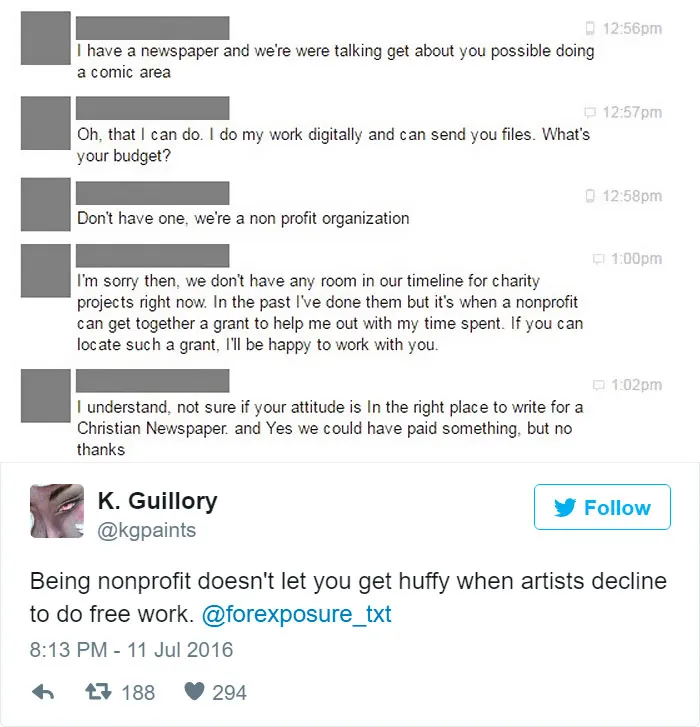 97 People Who Think They Can Pay Artists In "Exposure"