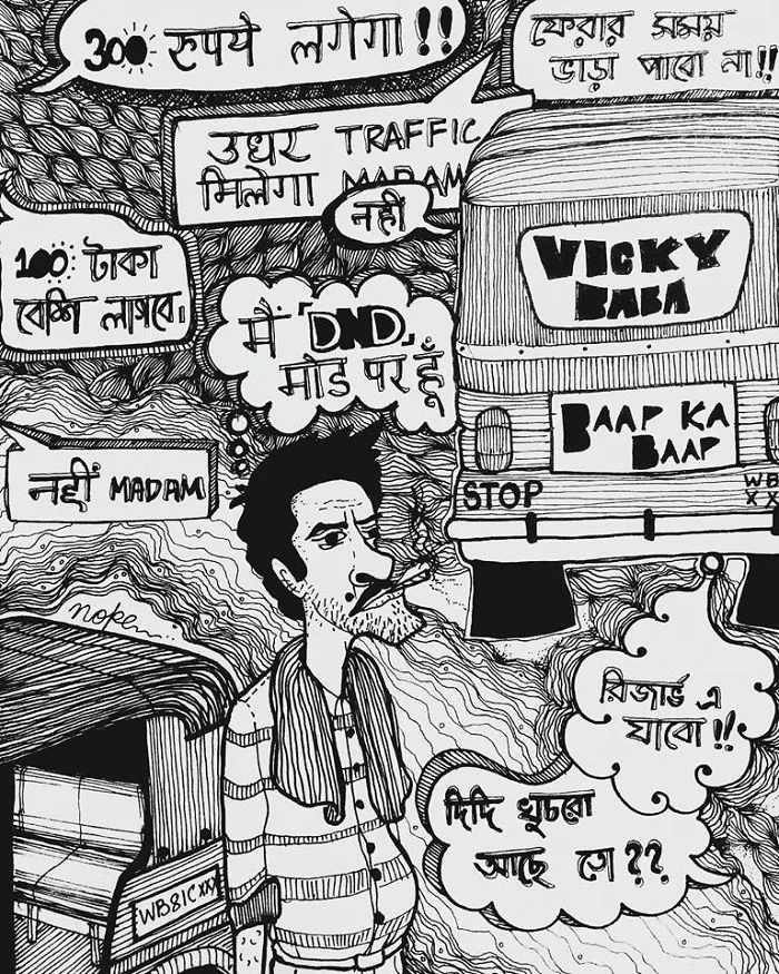 I Made A Series Of Doodles Based On The Indian Public Transport. I Spent 5-6 Hours On Each Of Them.