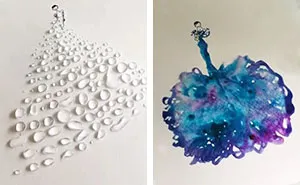 Artist Uses Water Drops And Paint To Create Spontaneous Dress Designs