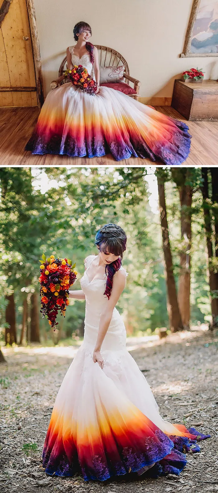Dip Dye Wedding Dress Trend Will Make Your Big Day More Colorful