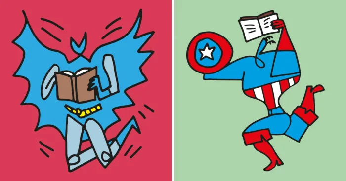I've Made Doodles Of Superheroes Reading Books