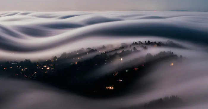 Stunning Long-exposure Shot Of Marin County Covered With Fog Lit By A Full Moon