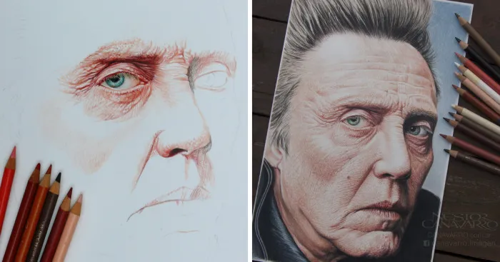 It Took Me 25 Hours To Draw This Portrait Of Christopher Walken With Colored Pencils