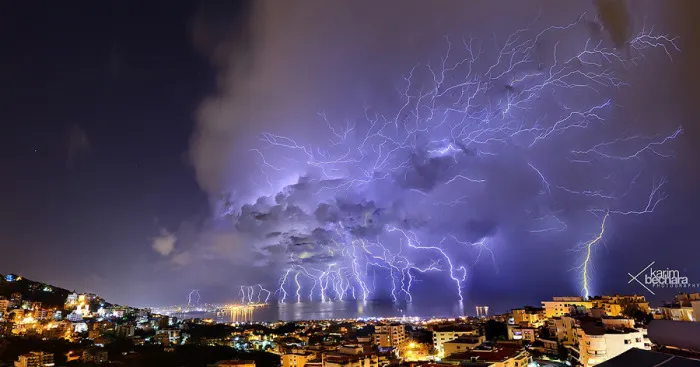 Lightning Bolts Striking Beirut, Lebanon