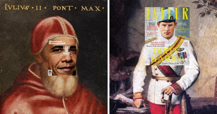 I Mash-Up Magazine Covers And Classical Paintings To Express My Political Opinion