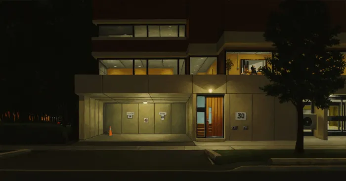 I Paint Miniature Versions Of Famous Art Inside My Paintings Of Buildings At Night