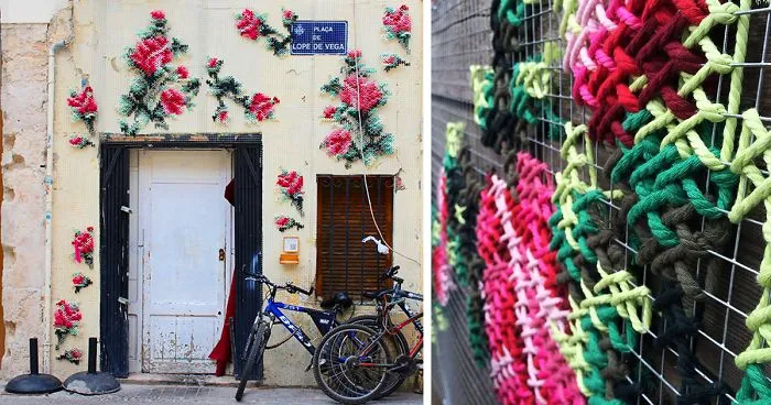Cross-Stitch Street Art In Spain by Raquel Rodrigo