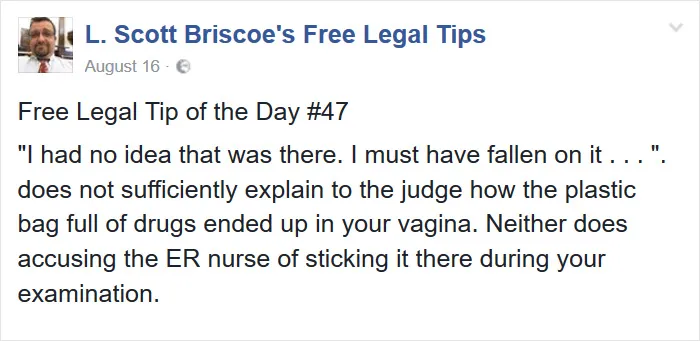 Lawyer Posts Hilarious Legal Tips Based On Things That Actually Happened During His 19 Year Practice