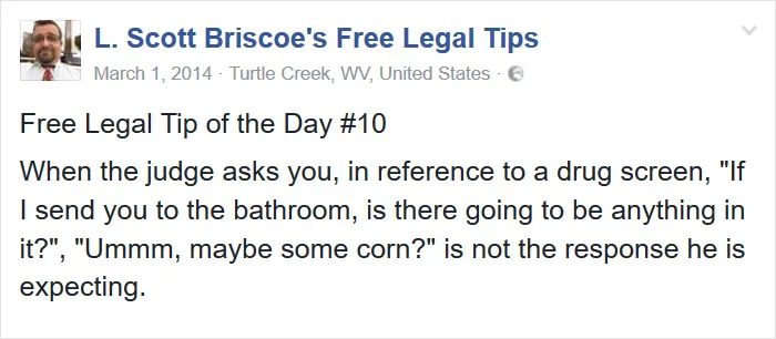 Lawyer Posts Hilarious Legal Tips Based On Things That Actually Happened During His 19 Year Practice