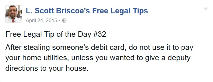Lawyer Posts Hilarious Legal Tips Based On Things That Actually Happened During His 19 Year Practice