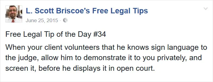 Lawyer Posts Hilarious Legal Tips Based On Things That Actually Happened During His 19 Year Practice