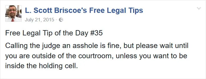 Lawyer Posts Hilarious Legal Tips Based On Things That Actually Happened During His 19 Year Practice