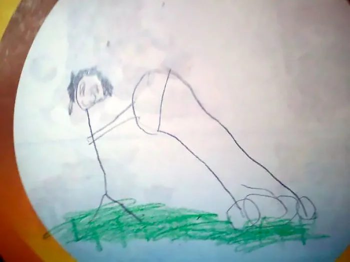 My Friend's Son Drew A Picture Of Mommy Mowing The Lawn