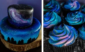 I Was Asked To Make A Galaxy Themed Cake And Cupcakes For A Wedding