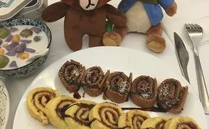 Homemade Cake Roll With Bunny And Brown