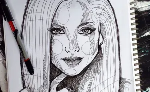 Strange Lines And Circles On Sketch Portraits