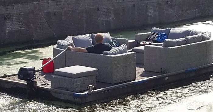 Guy Spotted In The Ultimate Boat To Relax On