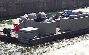 Guy Spotted In The Ultimate Boat To Relax On