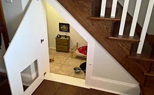 This Woman Built Her Dog A Bedroom Under The Stairs And The Details Are Impressive