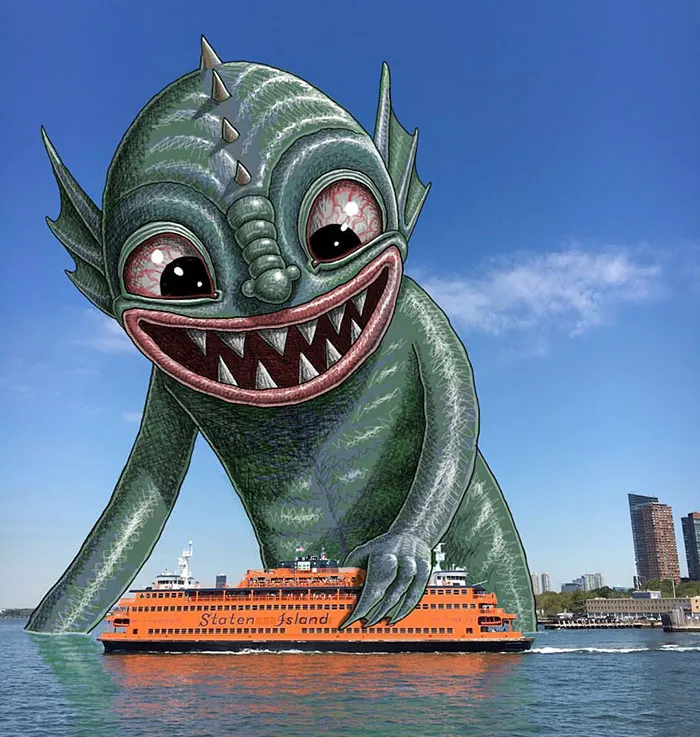 Artist Adds Monsters Next To Strangers On The Subway