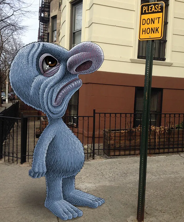 Artist Adds Monsters Next To Strangers On The Subway