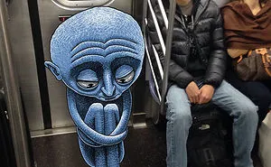 Artist Adds Monsters Next To Strangers On The Subway
