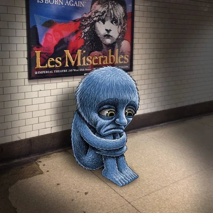 Artist Adds Monsters Next To Strangers On The Subway