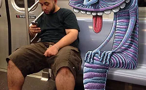 Artist Adds Monsters Next To Strangers On The Subway