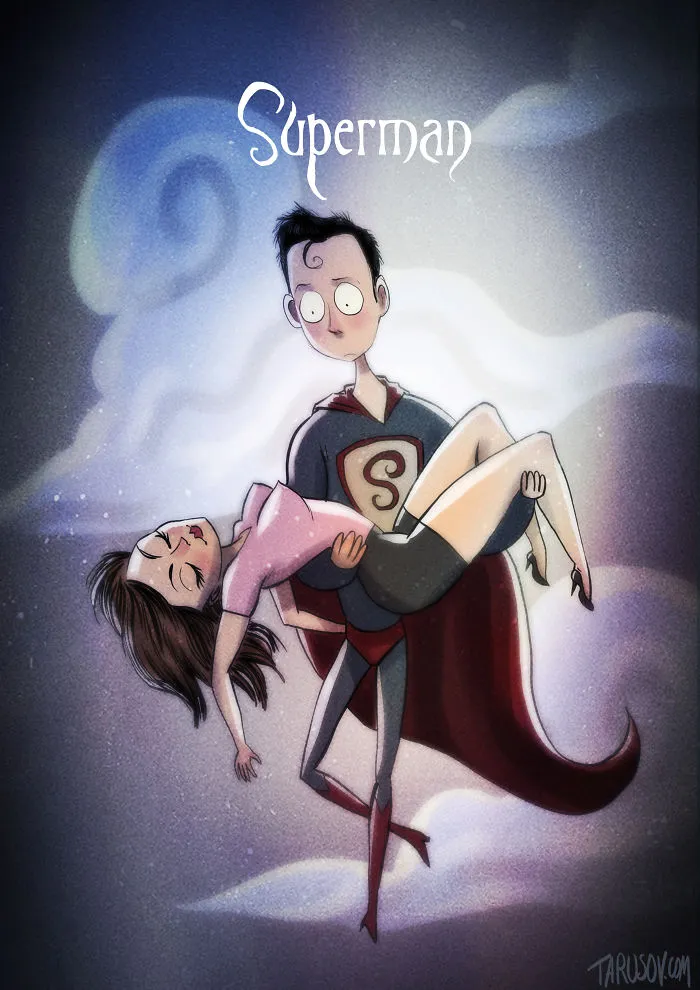 If Tim Burton Illustrated Superheroes