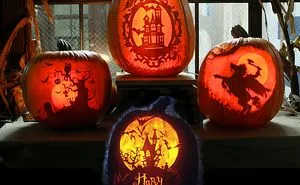 Maniac Pumpkin Carvers Introduce Halloween (partly Star Wars Themed).