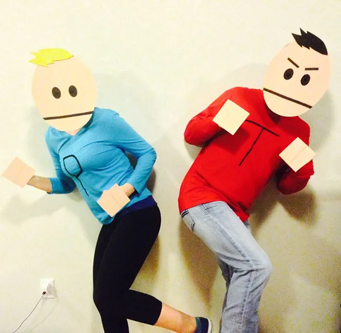 South Park Terrance and Phillip duo posing in creative Halloween costume ideas