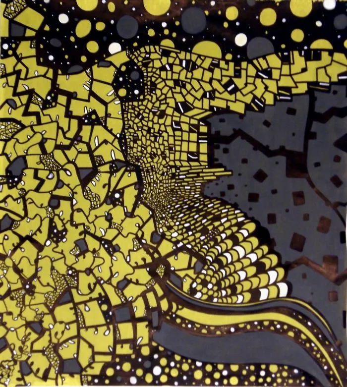 Original Abstract Art By Riccardo Ticco Capparella. Ink & Acrylics On Big Canvas