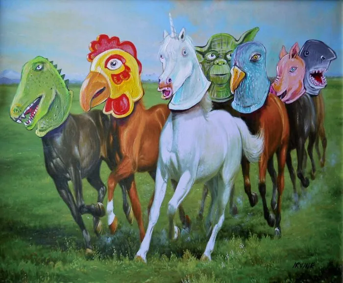 I Add Pop-Culture Characters Into Old Thrift-Store Paintings