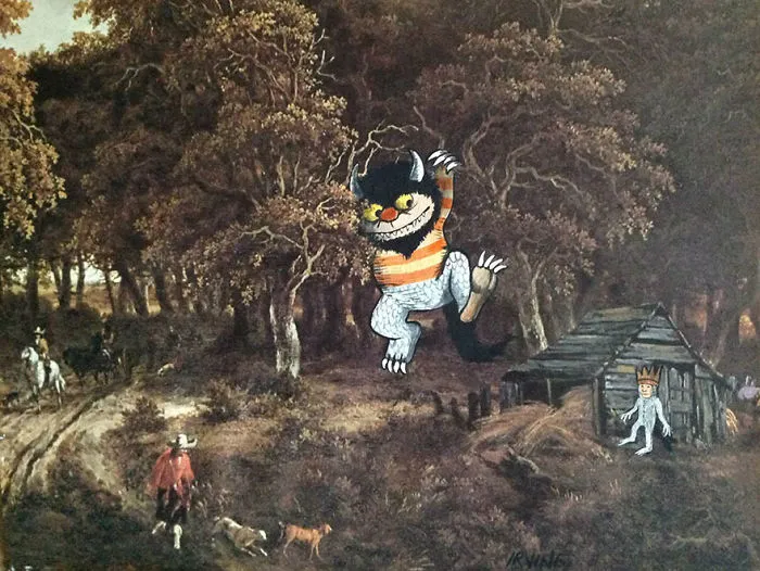 I Add Pop-Culture Characters Into Old Thrift-Store Paintings