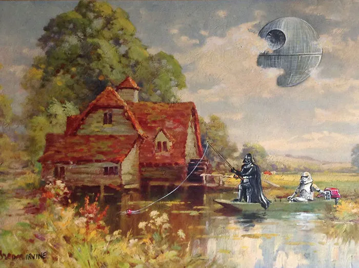 I Add Pop-Culture Characters Into Old Thrift-Store Paintings