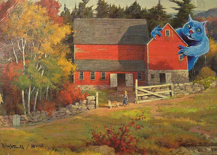 I Add Pop-Culture Characters Into Old Thrift-Store Paintings